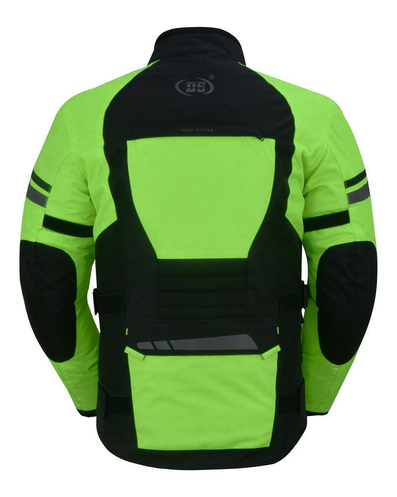 RC 4-Season Hi-Vis Mens Textile Motorycyle Jacket  Waterproof & Ventilated