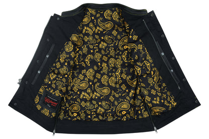 RC Men's Gold Rush Black Leather Vest - Yellow Stitching