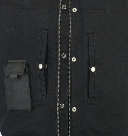 DM Men's Upgraded Rough Rub-Off Denim Motorcycle Vest w/Leather Trim