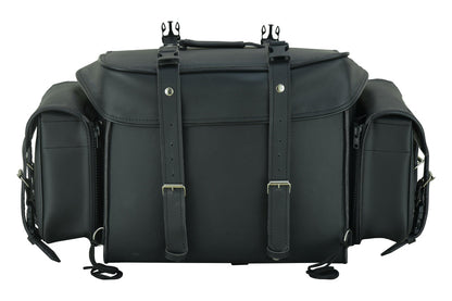 RC Leather Black PVC Large Four Piece Motorcycle Touring Tail Bag