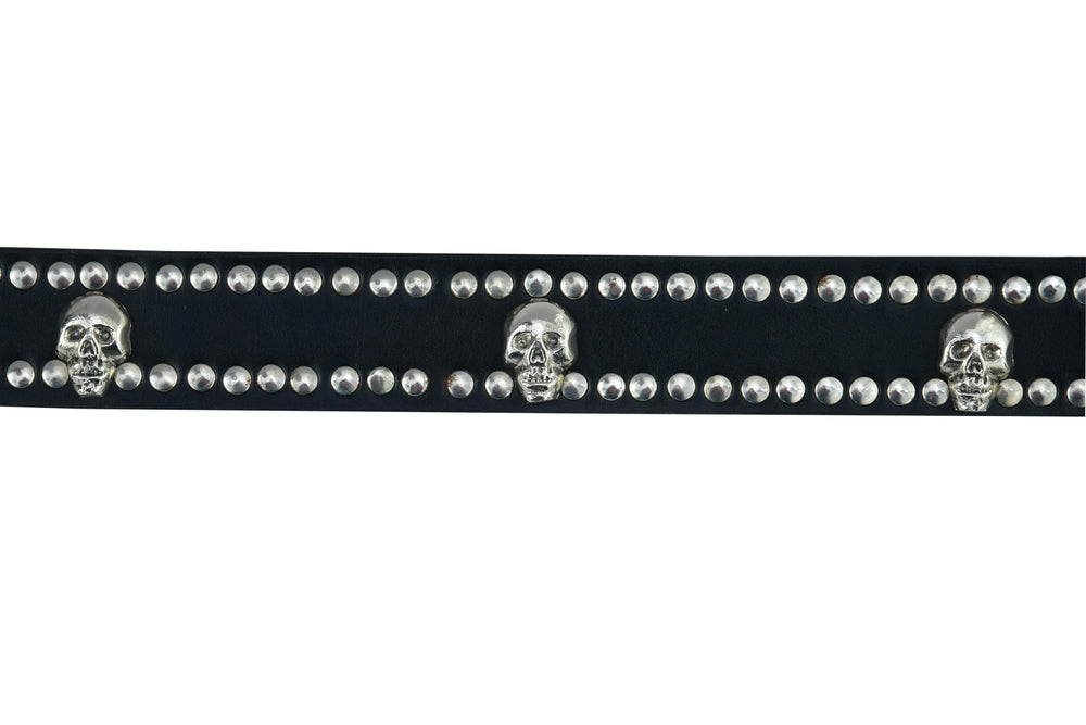 BLT2018 Black Leather Belt with Silver StuRC and Skulls