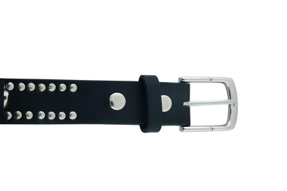 BLT2018 Black Leather Belt with Silver StuRC and Skulls