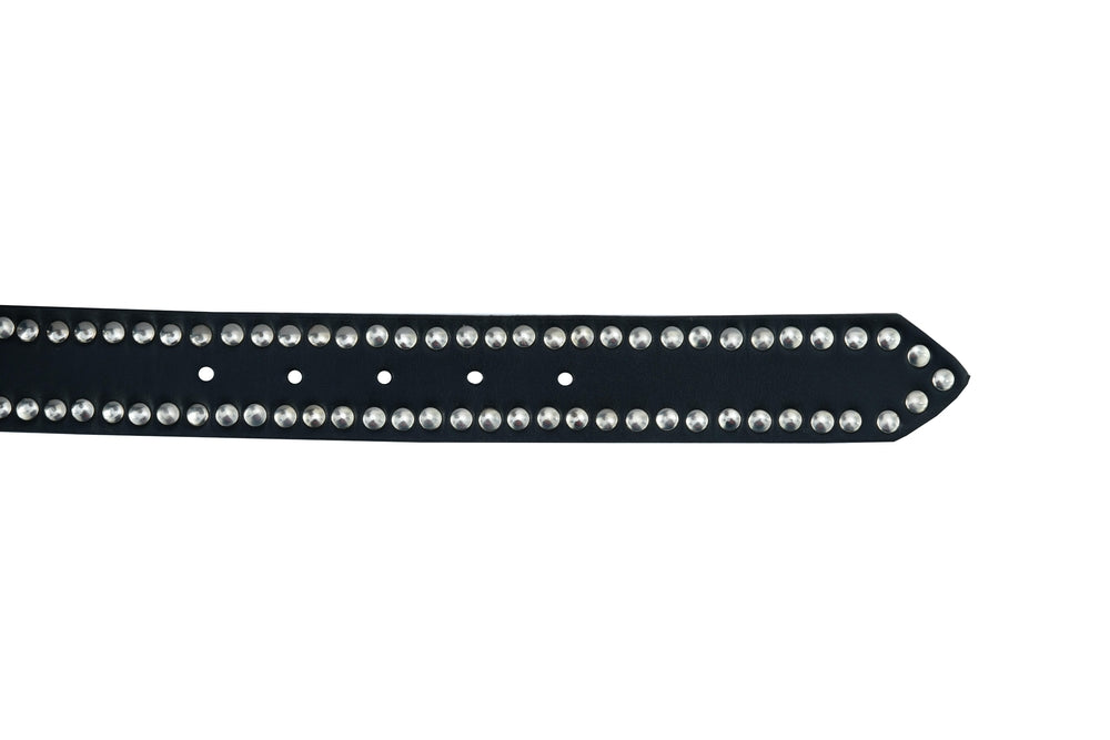 BLT2018 Black Leather Belt with Silver StuRC and Skulls
