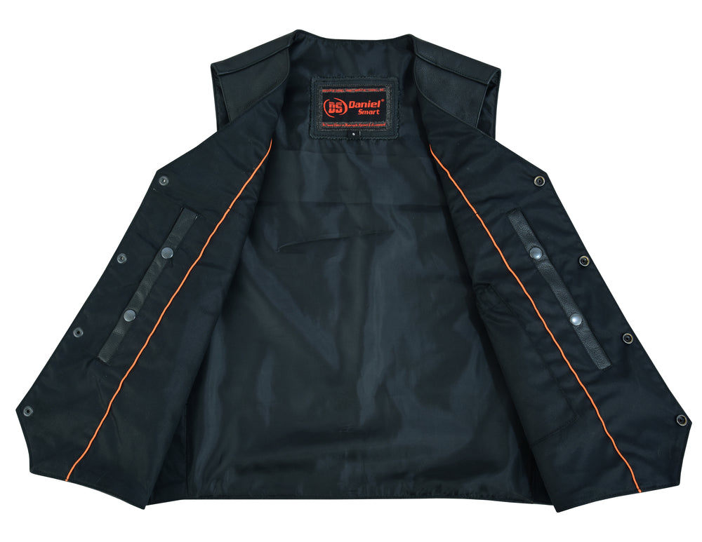 RC Men's Traditional Leather Motorcycle Vest - Black