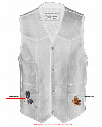 RC Men's Traditional Leather Motorcycle Vest - Black