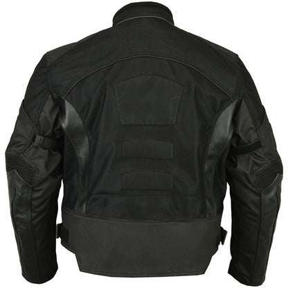 RC Mens Leather & Mesh Motorcycle Jacket  – Waterproof Liner
