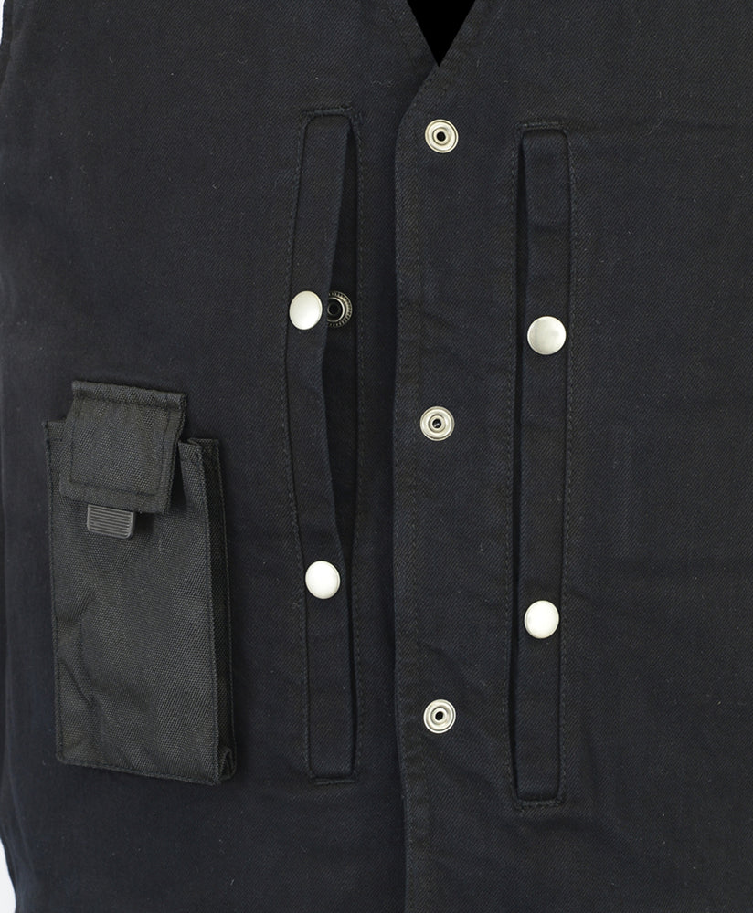 DM Men's Black Plain sides Denim Motorcycle Vest –  Heavy Snaps
