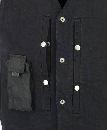 DM Men's Black Plain sides Denim Motorcycle Vest –  Heavy Snaps