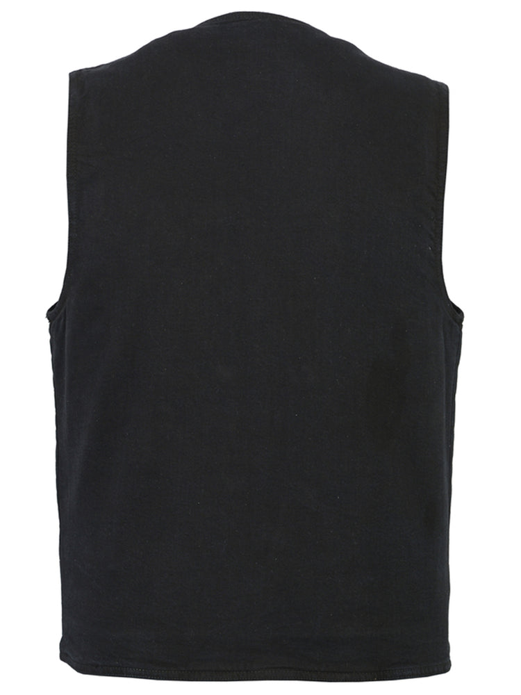 DM Men's Black Plain sides Denim Motorcycle Vest –  Heavy Snaps