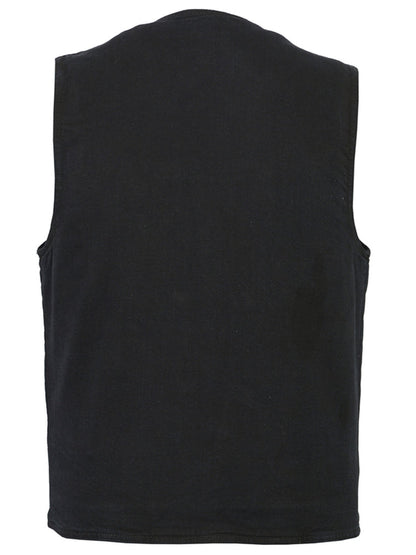DM Men's Black Plain sides Denim Motorcycle Vest –  Heavy Snaps