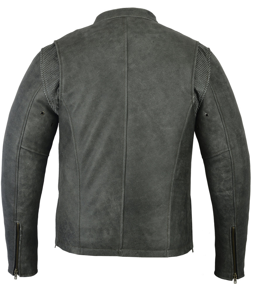 RC Men’s Sporty Gray Leather Cruiser Jacket