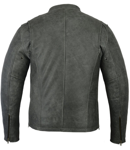 RC Men’s Sporty Gray Leather Cruiser Jacket