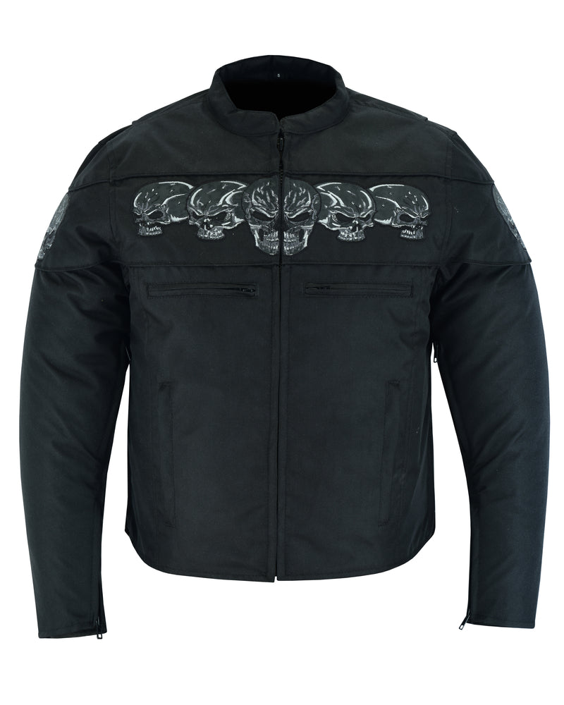 RC Men's Textile Scooter Style Jacket w/ Reflective Skulls