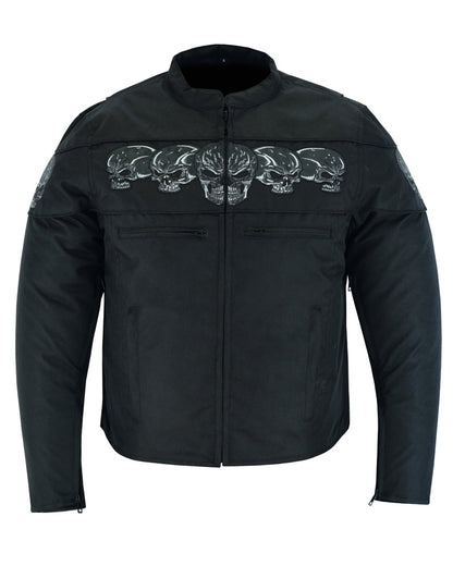 RC Men's Textile Scooter Style Jacket w/ Reflective Skulls