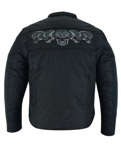 RC Men's Textile Scooter Style Jacket w/ Reflective Skulls