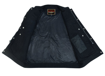 Weston Black Men's Denim Motorcycle Vest – Single Panel Back
