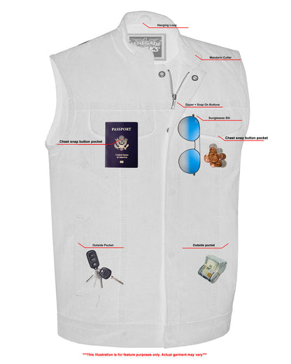 Weston Black Men's Denim Motorcycle Vest – Single Panel Back