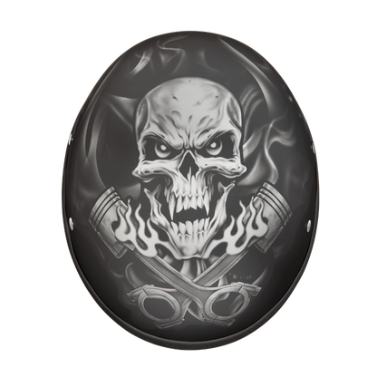 D6-PS D.O.T. DAYTONA SKULL CAP - W/ PISTONS SKULL