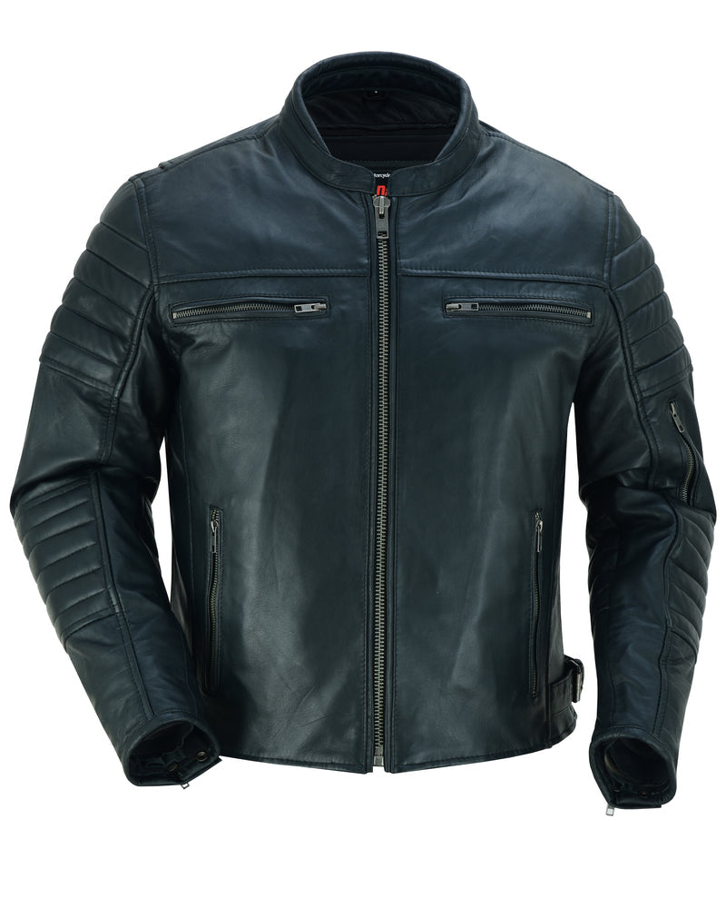 RC Men's Lightweight Drum Dyed Naked Lambskin Crossover Scooter - Black