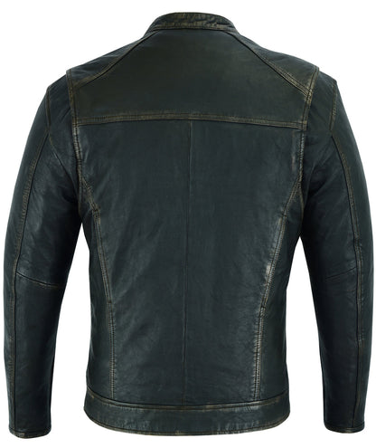 RC Men's Cruiser Jacket in Lightweight Drum Dyed Distressed Naked - Olive