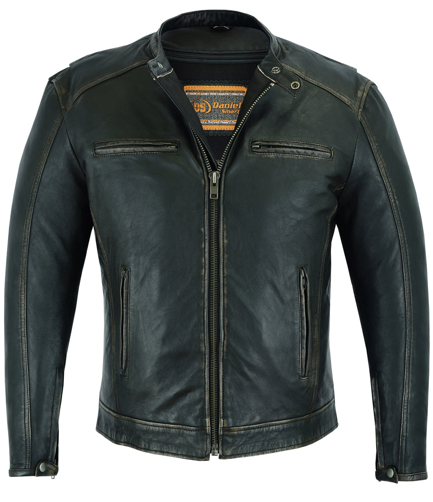 RC Men's Cruiser Jacket in Lightweight Drum Dyed Distressed Naked - Olive