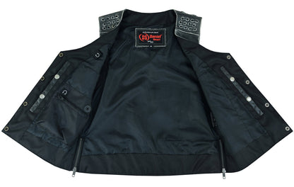 RC Women's Gray Vest with Grommet and Lacing Accents