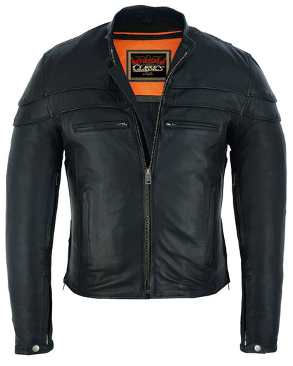 SpeeRCter Black Men’s Leather Motorcycle Jacket