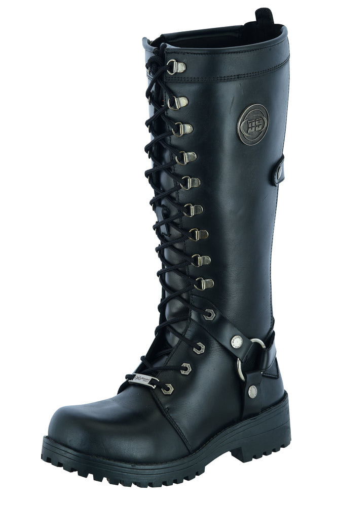 RC Women's 15 Inch Black Leather Stylish Harness Boot