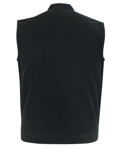 Weston Black Men's Denim Motorcycle Vest – Single Panel Back