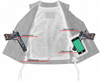 DM Women's Rough Rub-Off Raw Finish Broken Gray Denim Vest