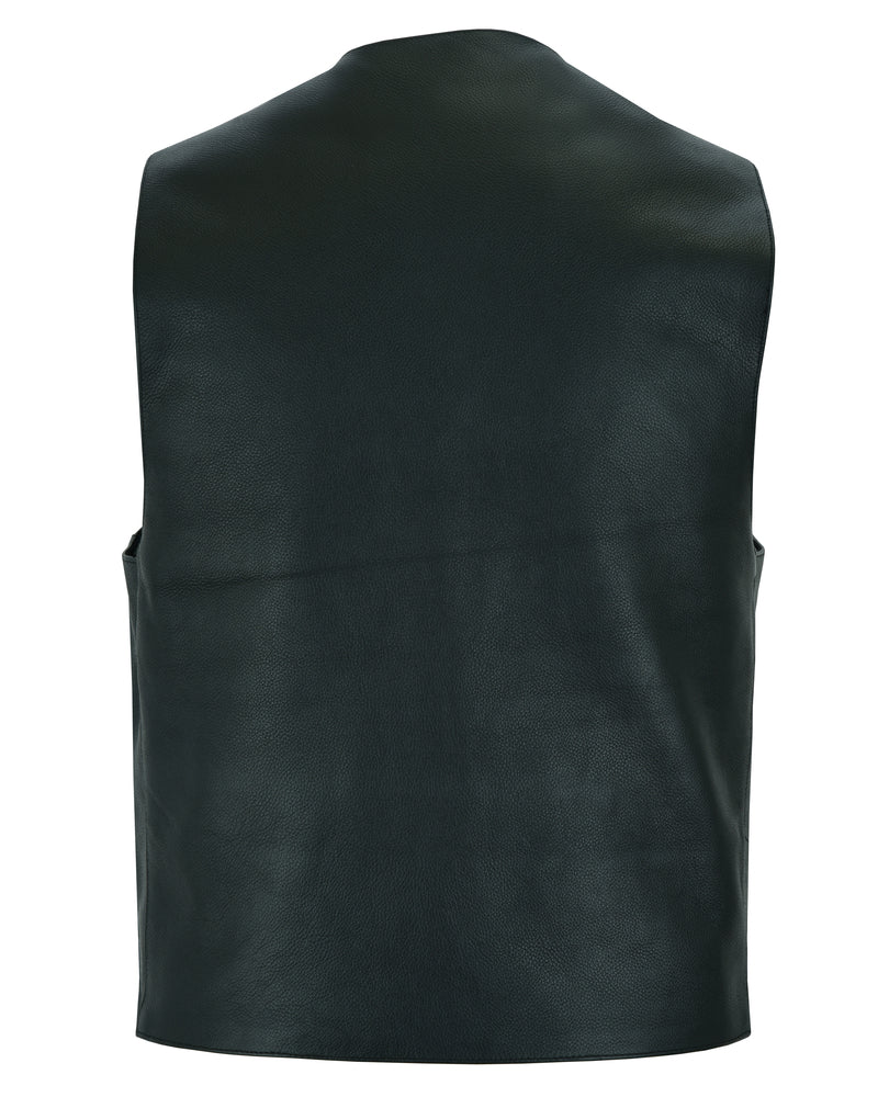 RC Men's Traditional Leather Motorcycle Vest - Black