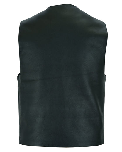 RC Men's Traditional Leather Motorcycle Vest - Black