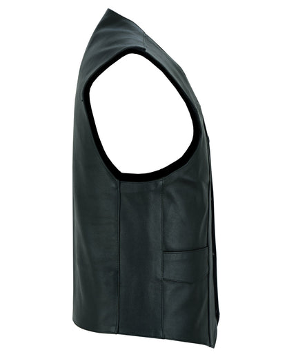 RC Men's Traditional Leather Motorcycle Vest - Black
