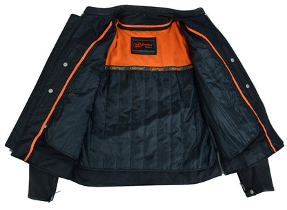 RC Men’s Sporty Lightweight Black Leather Cross Over Jacket