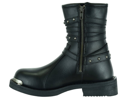 RC Women's 9 Inch Black Triple Buckle Leather Harness Boot