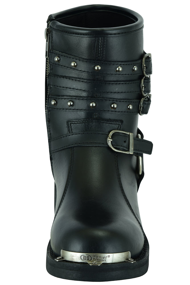 RC Women's 9 Inch Black Triple Buckle Leather Harness Boot