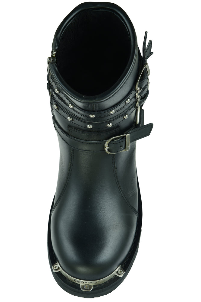 RC Women's 9 Inch Black Triple Buckle Leather Harness Boot