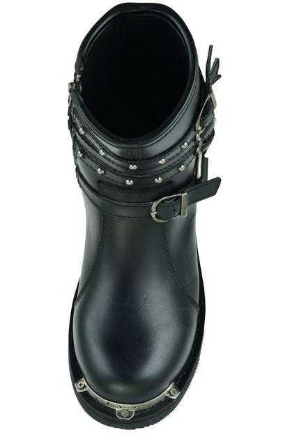RC Women's 9 Inch Black Triple Buckle Leather Harness Boot
