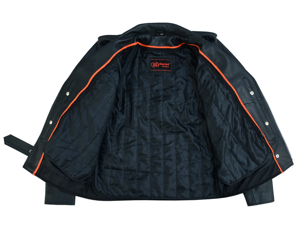 RC Men's Classic Plain Side Police Style M/C Jacket - TALL