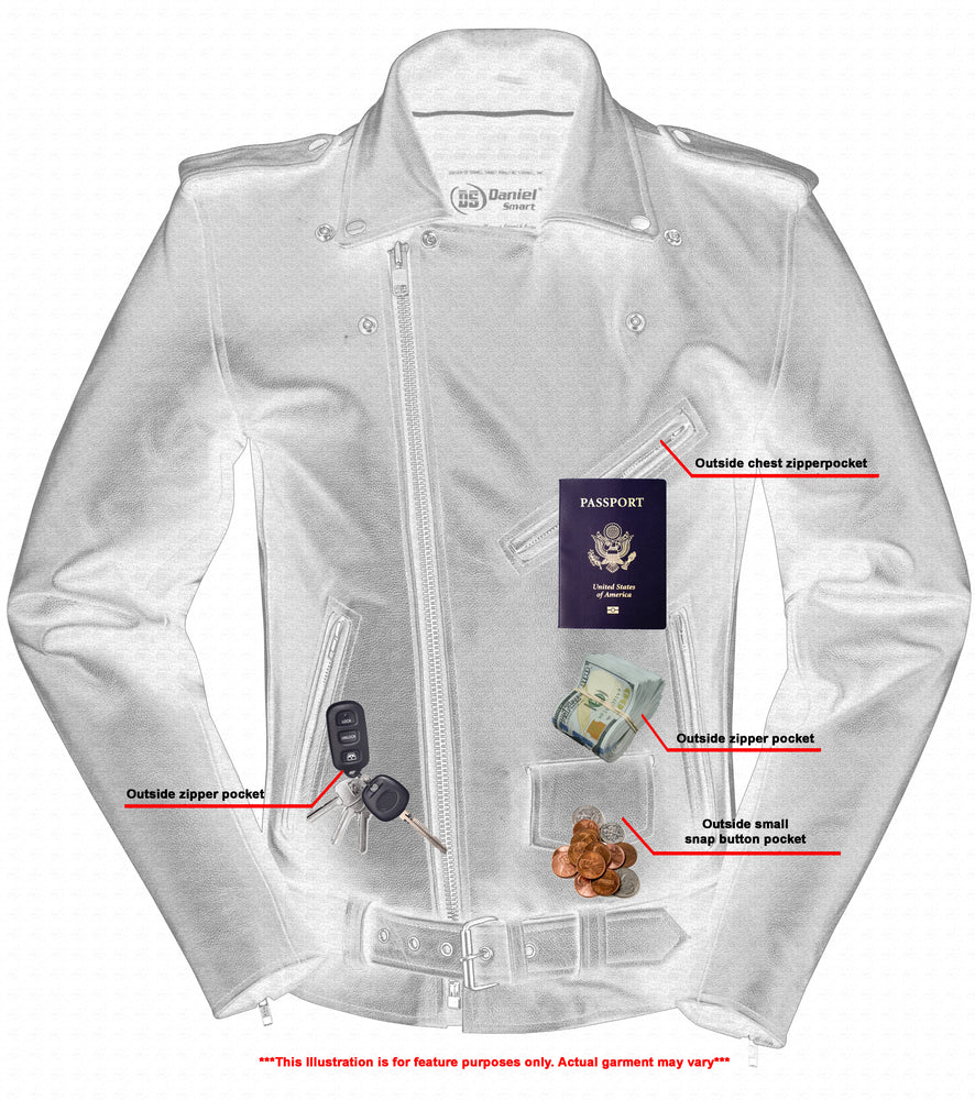 RC Men's Classic Plain Side Police Style M/C Jacket - TALL