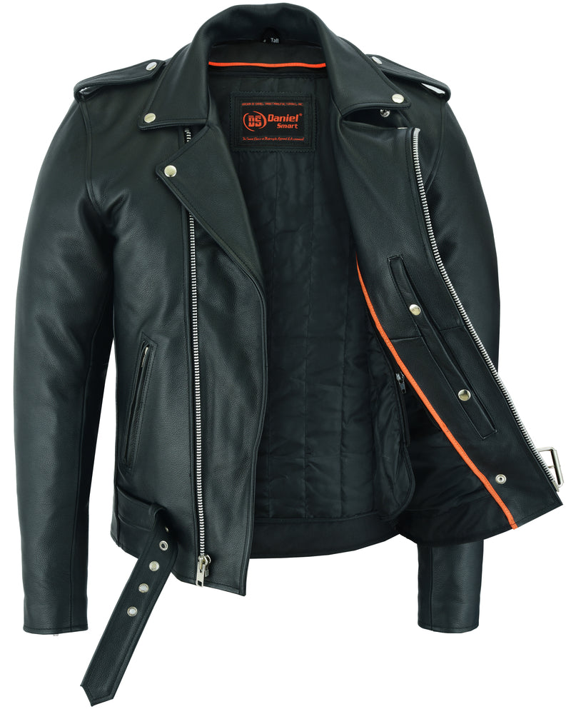 RC Men's Classic Plain Side Police Style M/C Jacket - TALL