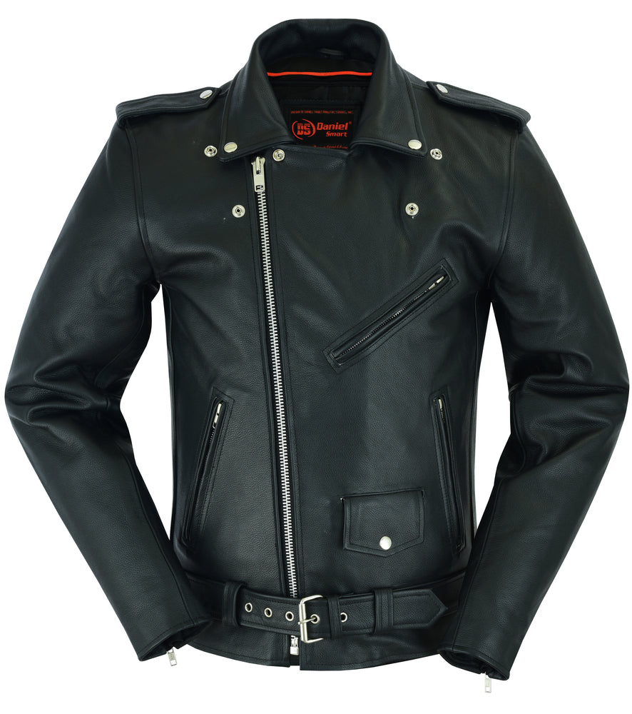 RC Men's Classic Plain Side Police Style M/C Jacket - TALL