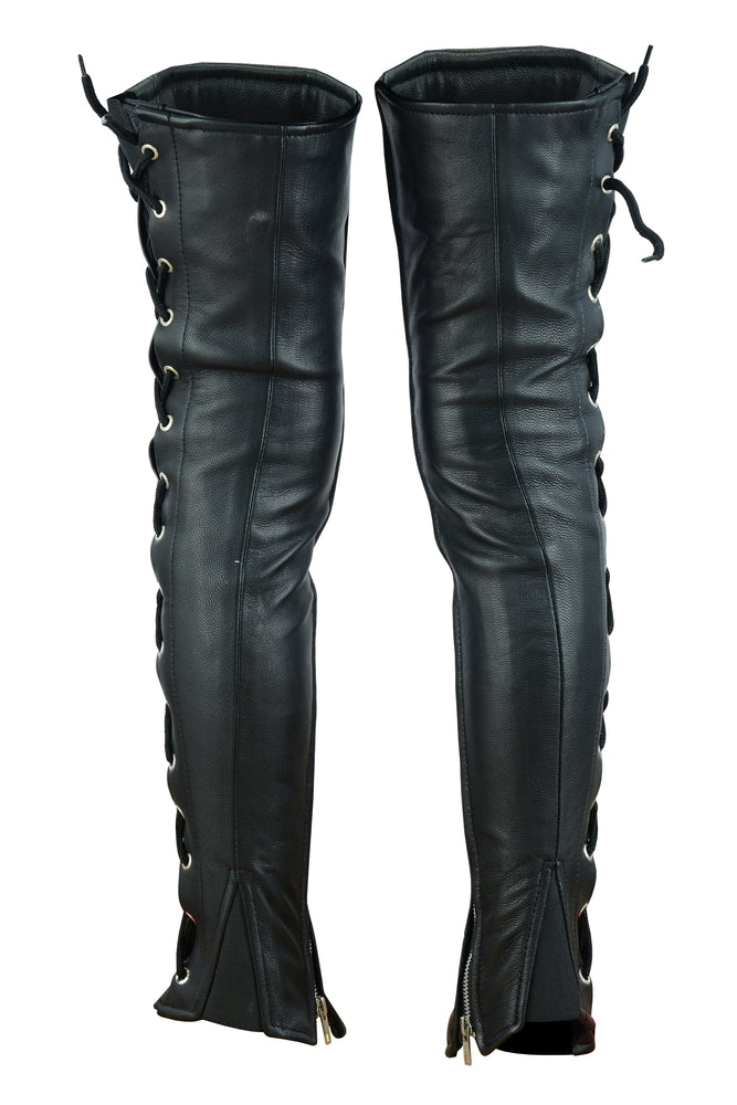 RC Women's Black Thigh High Leather Side Lace Leggings