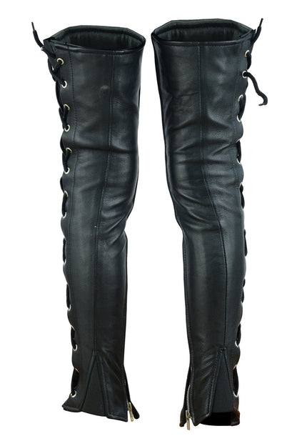 RC Women's Black Thigh High Leather Side Lace Leggings