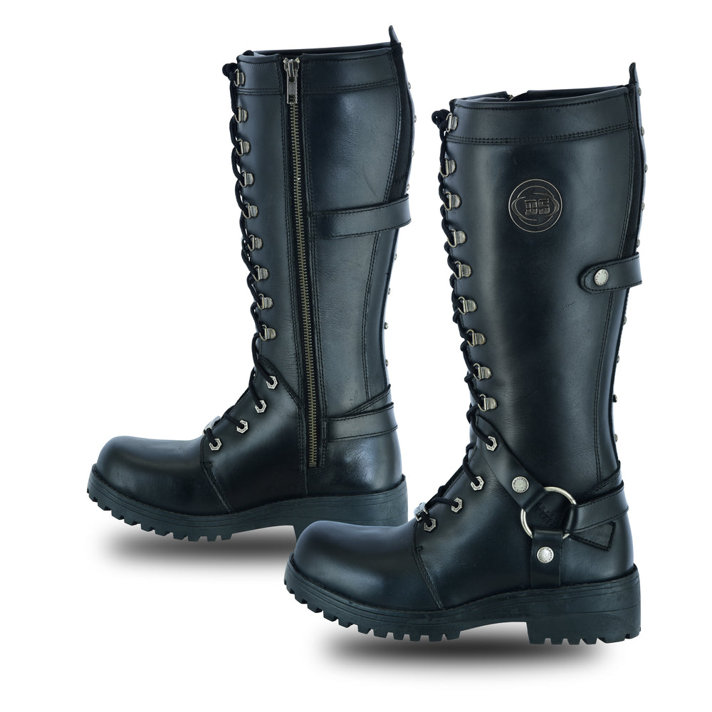 RC Women's 15 Inch Black Leather Stylish Harness Boot