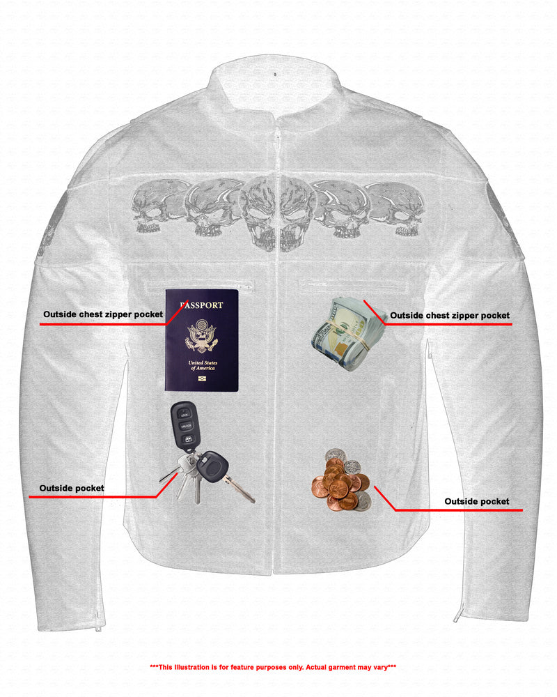 RC Men's Textile Scooter Style Jacket w/ Reflective Skulls