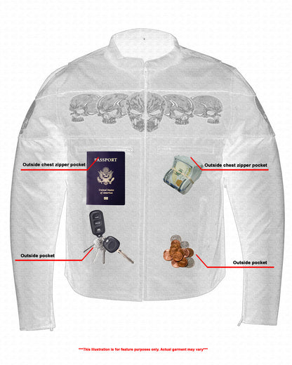 RC Men's Textile Scooter Style Jacket w/ Reflective Skulls