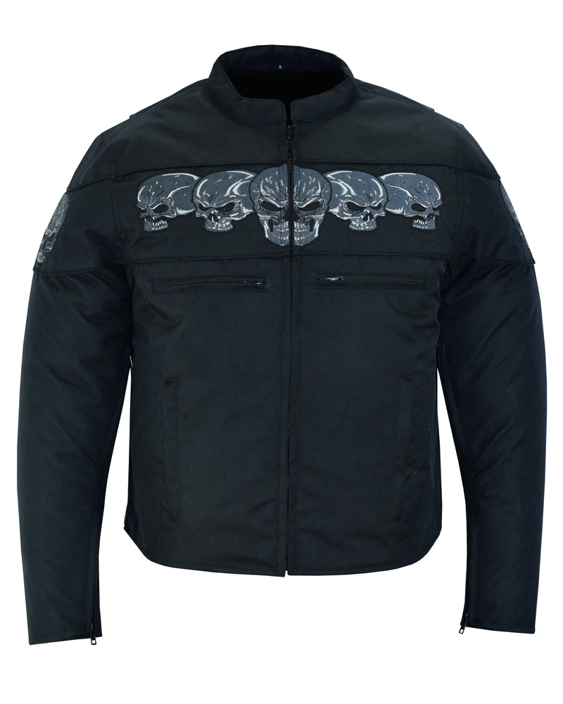 RC Men's Textile Scooter Style Jacket w/ Reflective Skulls