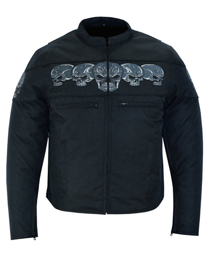 RC Men's Textile Scooter Style Jacket w/ Reflective Skulls