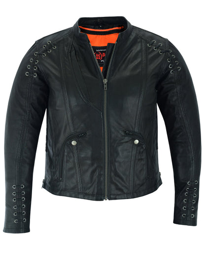 RC Women's Stylish Jacket with Grommet and Lacing Accents